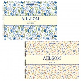 Альбомы д/рис. ДЭК, А4, 40 л., КОМПЛЕКТ 2 шт., гребень, рельефный картон, BRAUBERG, 200х290 мм, "Паттерн", 107744