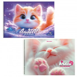 Альбомы для рисования ДЭК, А4, 40 л., КОМПЛЕКТ 2 шт., гребень, SoftTouch, BRAUBERG, 200х290 мм, "Лапки", 107747