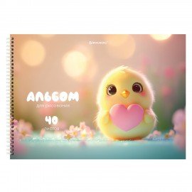 Альбомы для рисования ДЭК, А4, 40 л., КОМПЛЕКТ 2 шт., гребень, выборочный лак, BRAUBERG, 200х290мм, "Сердечки", 107748