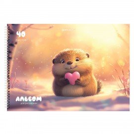 Альбомы для рисования ДЭК, А4, 40 л., КОМПЛЕКТ 2 шт., гребень, выборочный лак, BRAUBERG, 200х290мм, "Сердечки", 107748