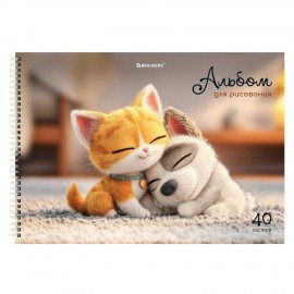 Альбомы для рисования ДЭК, А4, 40 л., КОМПЛЕКТ 2 шт., гребень, TWIN-лак, BRAUBERG, 200х290 мм, "Friends", 107750