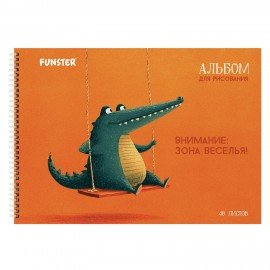 Альбомы для рисования ДЭК, А4, 40 л., КОМПЛЕКТ 2 шт., гребень, выборочный лак, FUNSTER, 200х290 мм, "Животные", 107751