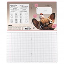 Тетрадь 18л. ErichKrause клетка, выборочный УФ-лак, Frenchie (микс в спайке),64834