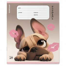 Тетрадь 18л. ErichKrause клетка, выборочный УФ-лак, Frenchie (микс в спайке),64834