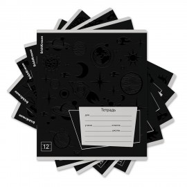 Тетрадь 12л. ErichKrause линия, выборочный УФ-лак, Black Pattern (микс в спайке), 605, 60535