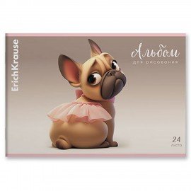Альбом д/рис. А4 24л., скоба, обложка картон, ErichKrause, 203х297мм, Frenchie (микс, 63446