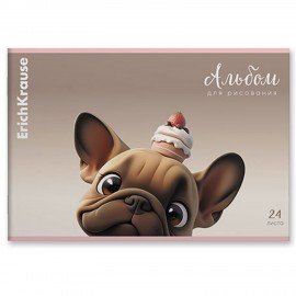 Альбом д/рис. А4 24л., скоба, обложка картон, ErichKrause, 203х297мм, Frenchie (микс, 63446