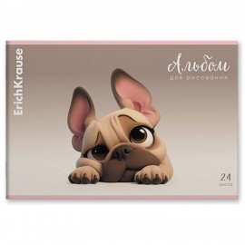 Альбом д/рис. А4 24л., скоба, обложка картон, ErichKrause, 203х297мм, Frenchie (микс, 63446