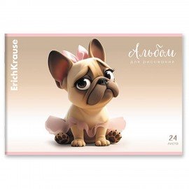 Альбом д/рис. А4 24л., скоба, обложка картон, ErichKrause, 203х297мм, Frenchie (микс, 63446