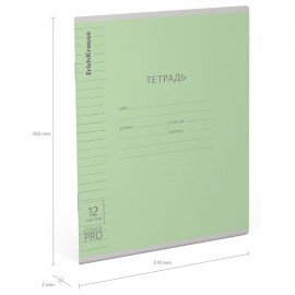 Тетрадь обложка пластик, 12л. линия, ErichKrause КЛАССИКА, CoverPrо fizzy, ЗЕЛЕНАЯ, 62179