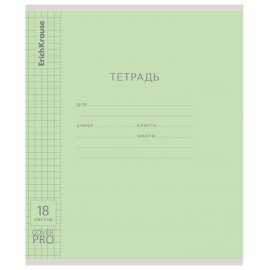 Тетрадь обложка пластик, 18л. клетка, ErichKrause КЛАССИКА, CoverPrо fizzy, ЗЕЛЕНАЯ, 62181