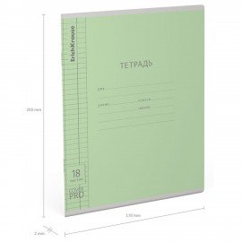 Тетрадь обложка пластик, 18л. клетка, ErichKrause КЛАССИКА, CoverPrо fizzy, ЗЕЛЕНАЯ, 62181