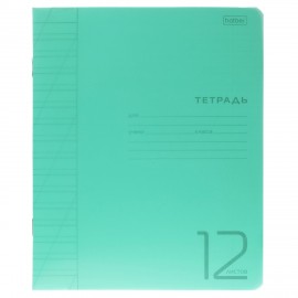 Тетрадь обложка пластик, 12л. косая линия, HATBER, Зеленая, 095818, 12Т5В6