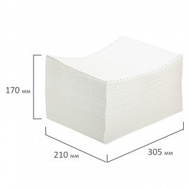 Бумага с неотрывной перфорацией, 210х305 мм (12"), 1600 листов, плотность 65 г/м2, белизна 98%