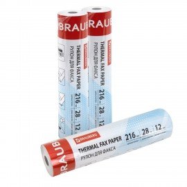 Рулон для факса, 216 мм (диаметр 45 мм, длина 28 м, втулка 12 мм), BRAUBERG, 110151