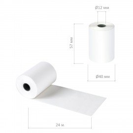 Чековая лента ТЕРМОБУМАГА 57 мм (диаметр 40 мм, длина 24 м, втулка 12 мм) КОМПЛЕКТ 18 шт., AKZENT