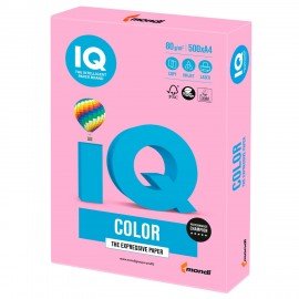 Бумага цветная IQ color, А4, 80 г/м2, 500 л., неон, розовая, NEOPI