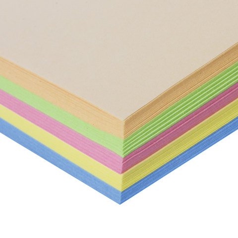 Бумага цветная STAFF "Profit", А4, 80 г/м2, 100 л. (5 цв. х 20 л.), пастель, для офиса и дома, 110889