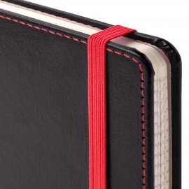 Блокнот А5 (148x218 мм), BRAUBERG "Office", под кожу, 80 л., резинка, клетка, черный, 111027