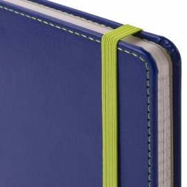 Блокнот А5 (148x218 мм), BRAUBERG "Office", под кожу, 80 л., резинка, клетка, синий, 111028