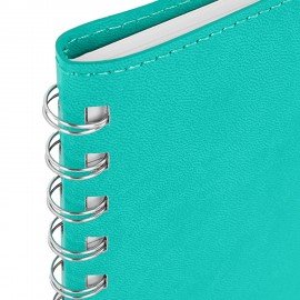 Тетрадь А5 (148x218 мм), BRAUBERG "Office PRO", гибкая, под кожу, гребень, 80 л., бирюзовая, 111043