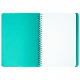 Тетрадь А5 (148x218 мм), BRAUBERG "Office PRO", гибкая, под кожу, гребень, 80 л., бирюзовая, 111043