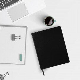 Тетрадь БОЛЬШОЙ ФОРМАТ (200x252 мм) В5, BRAUBERG "Metropolis Extra", под кожу, клетка, 80 л., черный, 111050