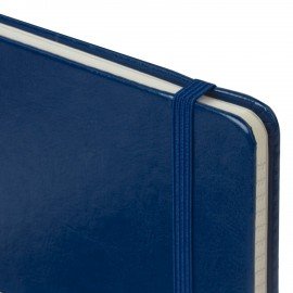 Блокнот А5 (148x218 мм), BRAUBERG "Metropolis Special", под кожу, 80 л., резинка, клетка, синий, 111574