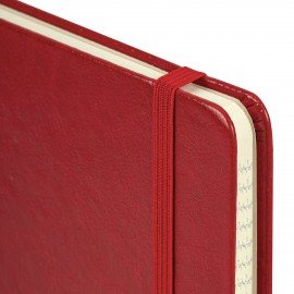 Блокнот А5 (148x218 мм), BRAUBERG "Metropolis Special", под кожу, 80 л., резинка, клетка, красный, 111575