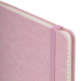 Блокнот А5 (148x218 мм), BRAUBERG "Metropolis Special", под кожу, 80 л., резинка, клетка, розовый, 111579