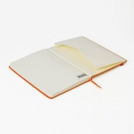 Блокнот А5 (148x218 мм), BRAUBERG "Metropolis", балакрон, 80 л., резинка, клетка, оранжевый, 111584