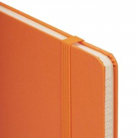 Блокнот А5 (148x218 мм), BRAUBERG "Metropolis", балакрон, 80 л., резинка, клетка, оранжевый, 111584