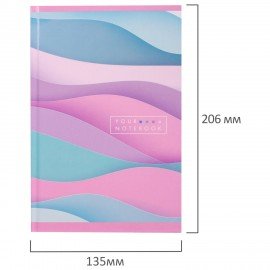 Блокнот А5 (135х206 мм), 80 л., твердый, клетка, выборочный лак, STAFF, "Waves", 111609