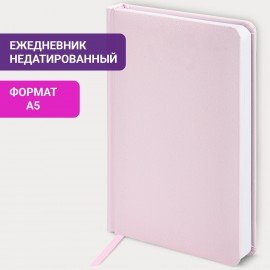 Ежедневник недатированный А5 138x213 мм BRAUBERG "Profile" балакрон, 136 л., светло-розовый, 111661