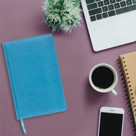 Ежедневник недатированный А5 138х213 мм BRAUBERG "Rainbow" под кожу, 136 л., бирюзовый, 111666