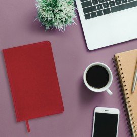 Ежедневник недатированный А5 138х213 мм BRAUBERG "Rainbow" под кожу, 136 л., красный, 111667