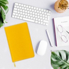 Ежедневник недатированный А5 138х213 мм BRAUBERG "Imperial" под кожу, 160 л., желтый, 111858