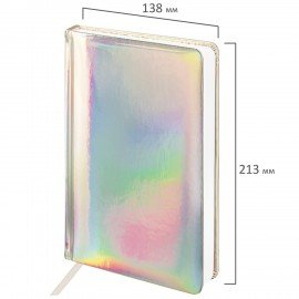 Ежедневник недатированный А5 138х213 мм BRAUBERG "Holiday" под кожу, 136 л., серебристый, 111867