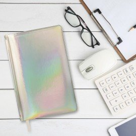 Ежедневник недатированный А5 138х213 мм BRAUBERG "Holiday" под кожу, 136 л., серебристый, 111867