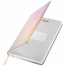 Ежедневник недатированный А5 138х213 мм BRAUBERG "Holiday" под кожу, 136 л., серебристый, 111867