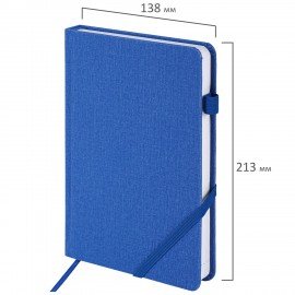 Ежедневник недатированный А5 138x213 мм BRAUBERG "Finest" под кожу, резинка, 136 л., синий, 111872