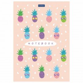 Блокнот А5 145х210 мм, 50 л., склейка, обложка картон, в точечку, HATBER "Premium", "Pineapple", 50Б5лA9к
