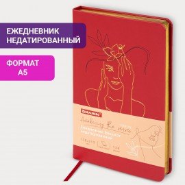 Ежедневник недатированный А5 (138х213 мм), BRAUBERG VISTA, под кожу, твердый, 136 л., "Outline", 111995