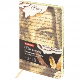 Ежедневник недатированный А5 (138х213 мм), BRAUBERG VISTA, под кожу, гибкий, 136 л., "Poetry", 112001