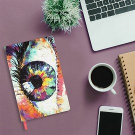 Ежедневник недатированный А5 (138х213 мм), BRAUBERG VISTA, под кожу, гибкий, 136 л., "Eye", 112004