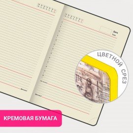 Ежедневник недатированный А5 (138х213 мм), BRAUBERG VISTA, под кожу, гибкий, 136 л., "Noir", 112009