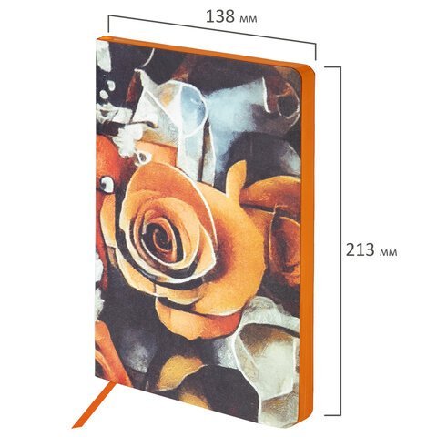 Ежедневник недатированный А5 (138х213 мм), BRAUBERG VISTA, под кожу, гибкий, 136 л., "Rose flower", 112016
