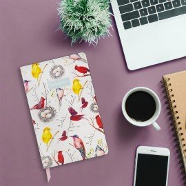 Ежедневник недатированный А5 (138х213 мм), BRAUBERG VISTA, под кожу, гибкий, 136 л., "Birds", 112021