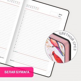 Ежедневник недатированный А5 (138х213 мм), BRAUBERG VISTA, под кожу, гибкий, 136 л., "Birds", 112021