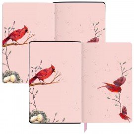 Ежедневник недатированный А5 (138х213 мм), BRAUBERG VISTA, под кожу, гибкий, 136 л., "Birds", 112021